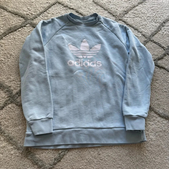 Adidas pullover crewneck sweatshirt baby blue athletic medium - Picture 1 of 6